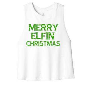 Merry Elfin' Christmas Women's Racerback Cropped Tank