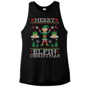 Merry Elfin Christmas Elf Ugly Ladies PosiCharge Tri-Blend Wicking Tank