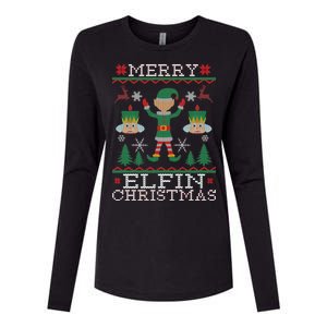 Merry Elfin Christmas Elf Ugly Womens Cotton Relaxed Long Sleeve T-Shirt