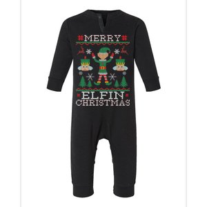 Merry Elfin Christmas Elf Ugly Infant Fleece One Piece