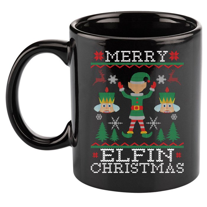 Merry Elfin Christmas Elf Ugly 11oz C Handle Ceramic Mug