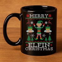 Merry Elfin Christmas Elf Ugly 11oz C Handle Ceramic Mug