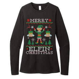 Merry Elfin Christmas Elf Ugly Womens CVC Long Sleeve Shirt