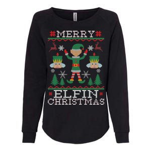 Merry Elfin Christmas Elf Ugly Womens California Wash Sweatshirt