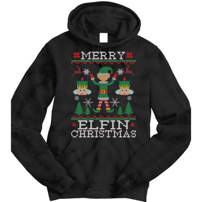 Merry Elfin Christmas Elf Ugly Tie Dye Hoodie