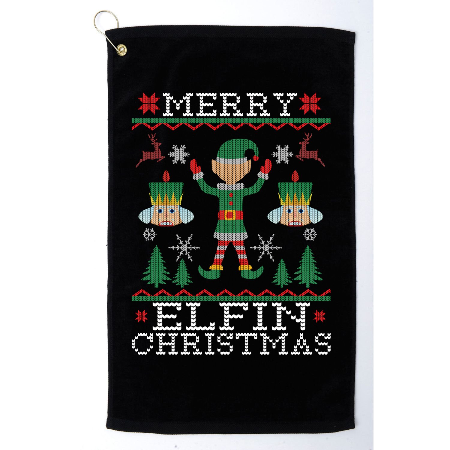 Merry Elfin Christmas Elf Ugly Golf Towel