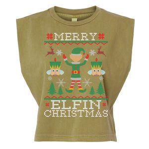 Merry Elfin Christmas Elf Ugly Garment-Dyed Women's Muscle Tee