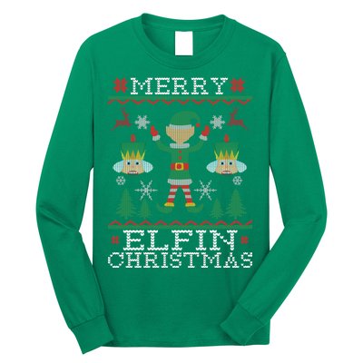 Merry Elfin Christmas Elf Ugly Long Sleeve Shirt