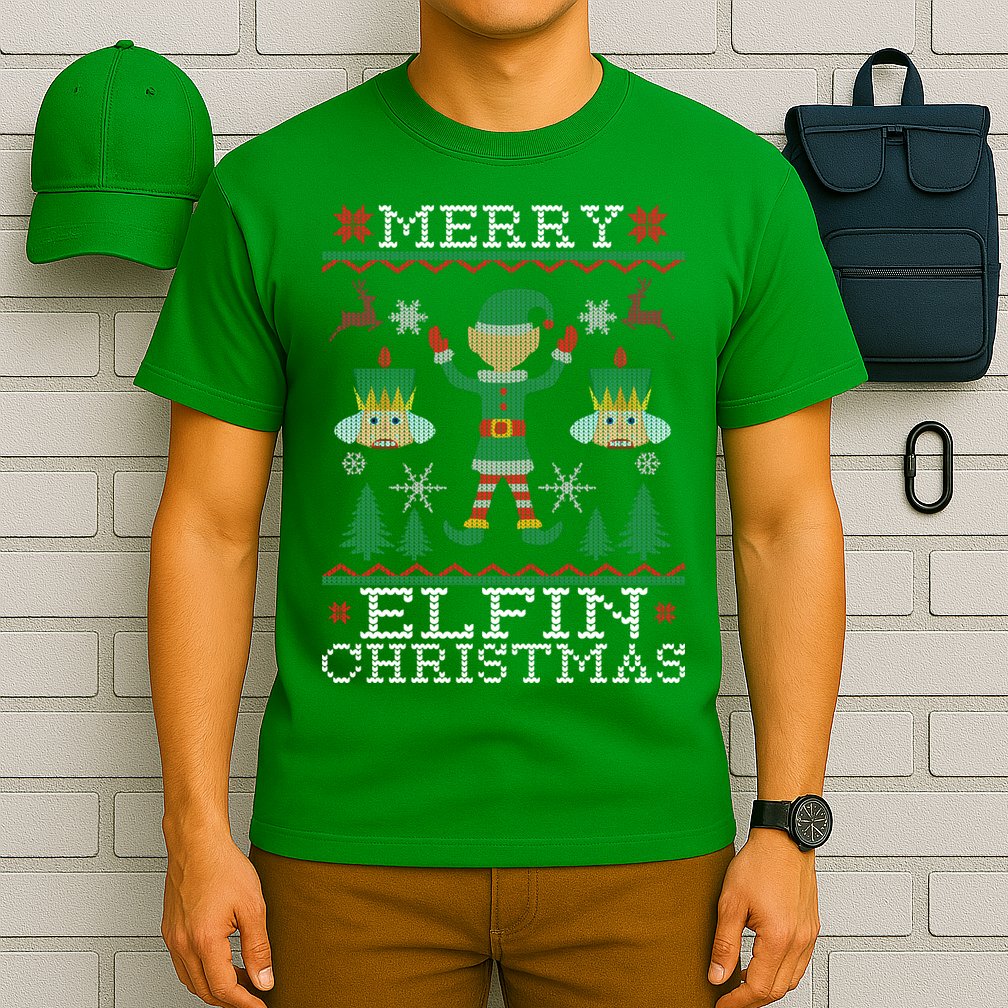 Merry Elfin Christmas Elf Ugly T-Shirt