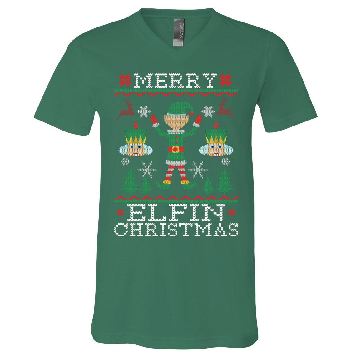Merry Elfin Christmas Elf Ugly V-Neck T-Shirt