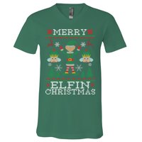 Merry Elfin Christmas Elf Ugly V-Neck T-Shirt