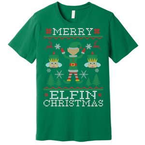 Merry Elfin Christmas Elf Ugly Premium T-Shirt