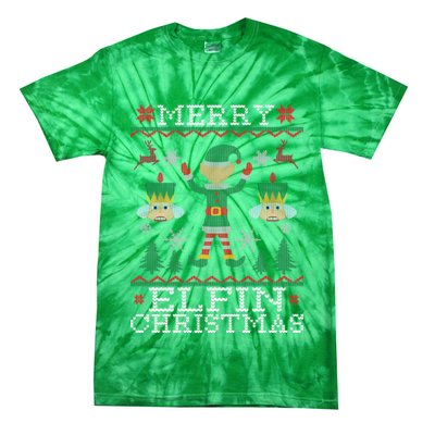 Merry Elfin Christmas Elf Ugly Tie-Dye T-Shirt