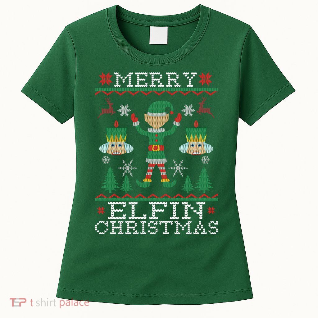 Merry Elfin Christmas Elf Ugly Womens T-Shirt