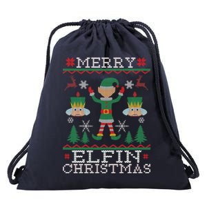 Merry Elfin Christmas Elf Ugly Drawstring Bag