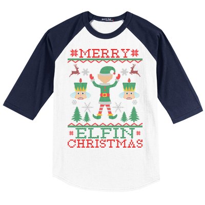 Merry Elfin Christmas Elf Ugly Baseball Sleeve Shirt