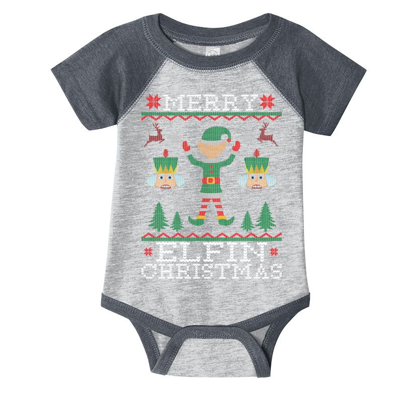 Merry Elfin Christmas Elf Ugly Infant Baby Jersey Bodysuit