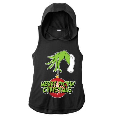 Merry F*ckin Christmas  Ladies PosiCharge Tri-Blend Wicking Draft Hoodie Tank