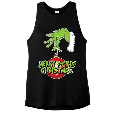 Merry F*ckin Christmas  Ladies PosiCharge Tri-Blend Wicking Tank