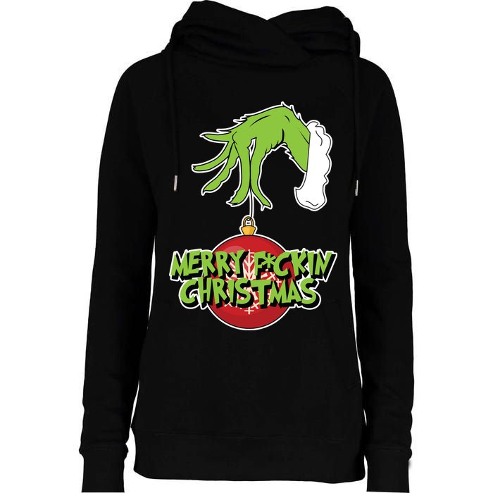 Merry F*ckin Christmas  Womens Funnel Neck Pullover Hood