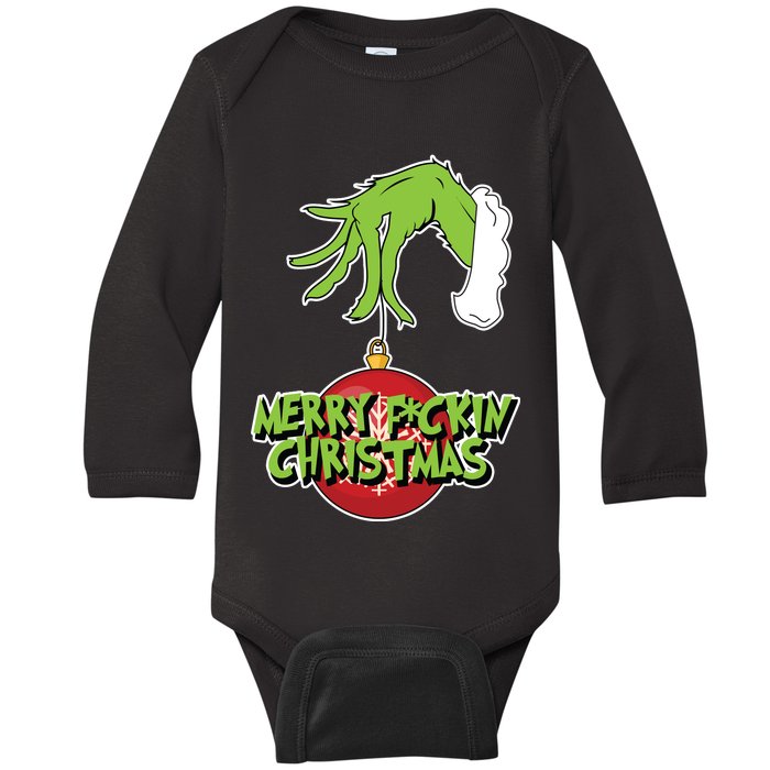 Merry F*ckin Christmas  Baby Long Sleeve Bodysuit