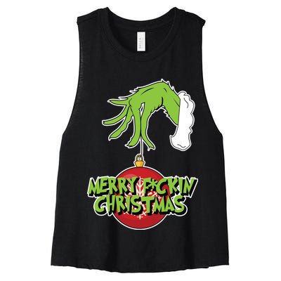 Merry F*ckin Christmas  Women's Racerback Cropped Tank