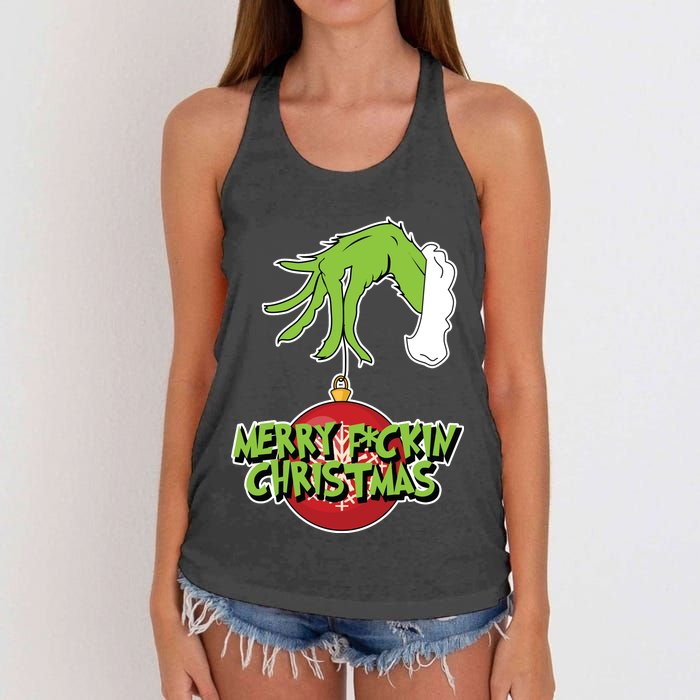 Merry F*ckin Christmas  Women's Knotted Racerback Tank