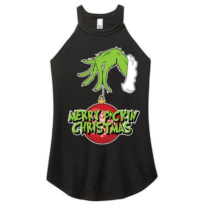 Merry F*ckin Christmas  Women's Perfect Tri Rocker Tank