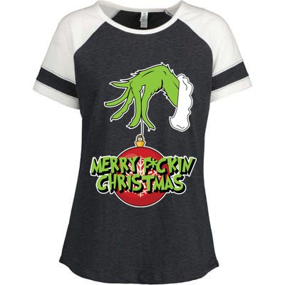 Merry F*ckin Christmas  Enza Ladies Jersey Colorblock Tee