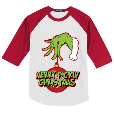 Merry F*ckin Christmas  Kids Colorblock Raglan Jersey