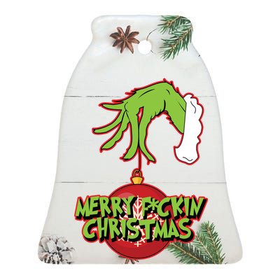 Merry F*ckin Christmas  Ceramic Bell Ornament