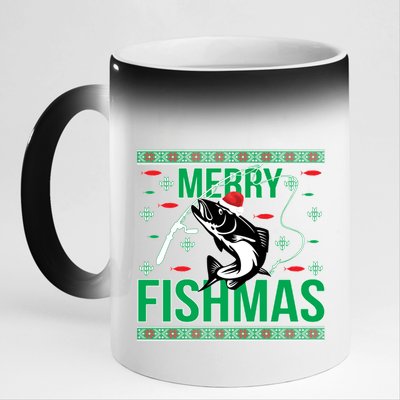 Merry Fishmas 11oz Black Color Changing Mug