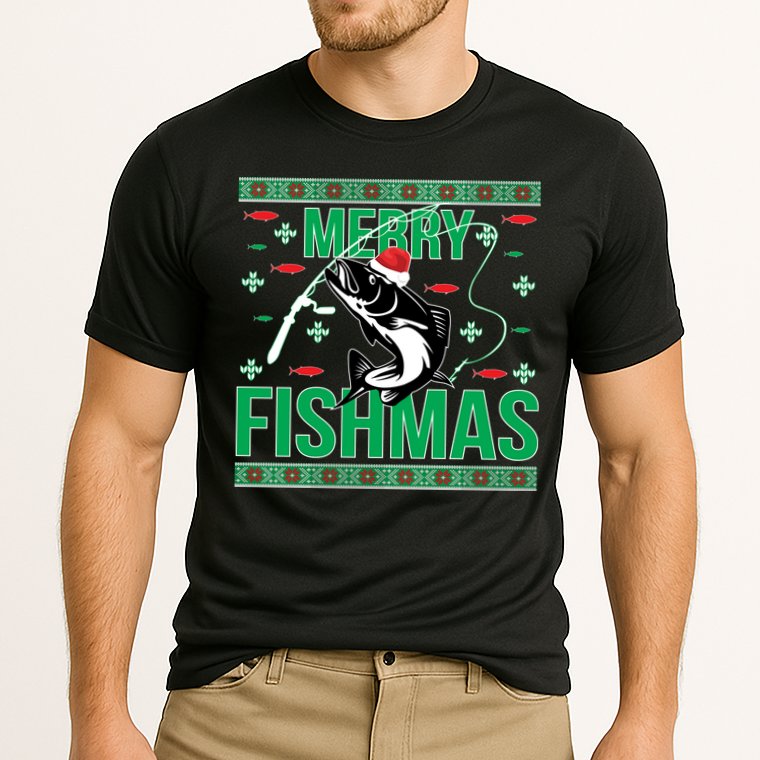 Merry Fishmas Cooling Performance Crew T-Shirt