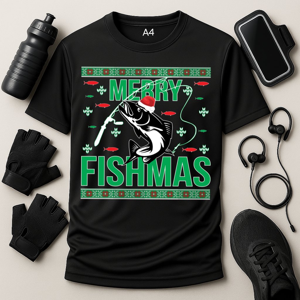 Merry Fishmas Cooling Performance Crew T-Shirt