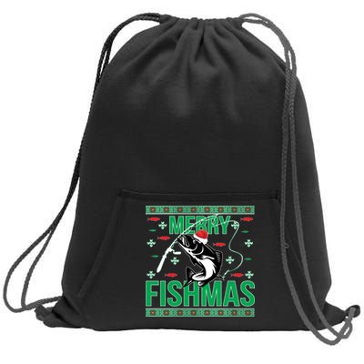 Merry Fishmas Sweatshirt Cinch Pack Bag