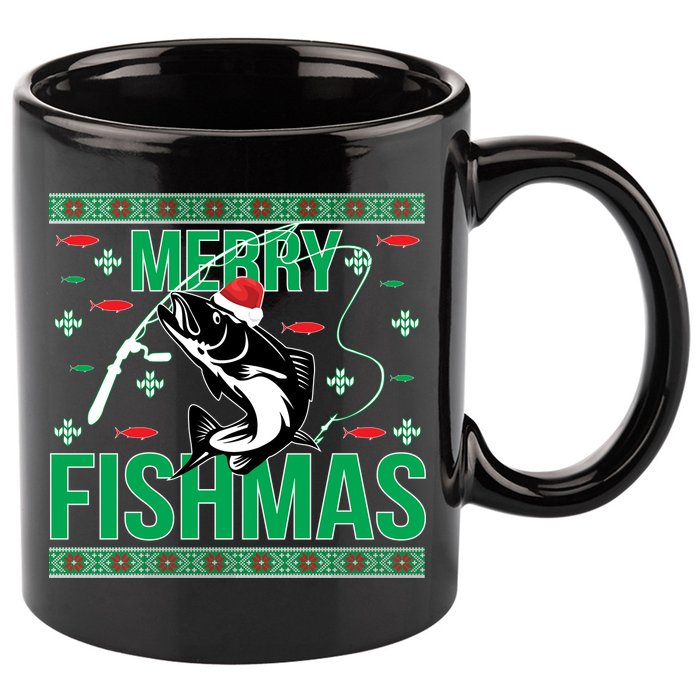 Merry Fishmas 11oz C Handle Ceramic Mug