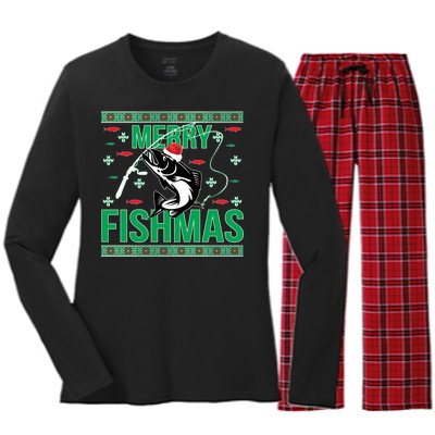 Merry Fishmas Women's Long Sleeve Flannel Pajama Set 