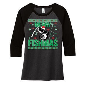 Merry Fishmas Women's Tri-Blend 3/4-Sleeve Raglan Shirt