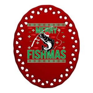 Merry Fishmas Ceramic Oval Ornament