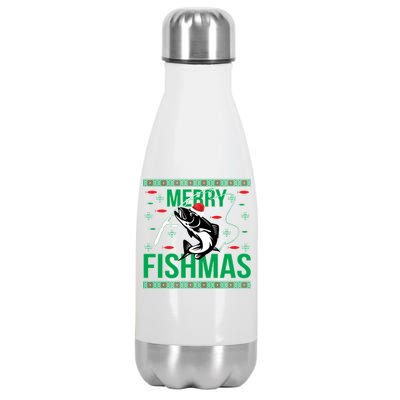 Merry Fishmas Stainless Steel Insulated Water Bottle