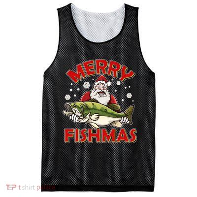 Merry Fishmas Christmas Fish Santa Mesh Reversible Basketball Jersey Tank