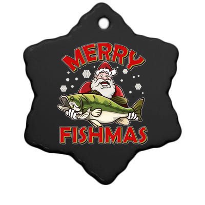 Merry Fishmas Christmas Fish Santa Ceramic Star Ornament