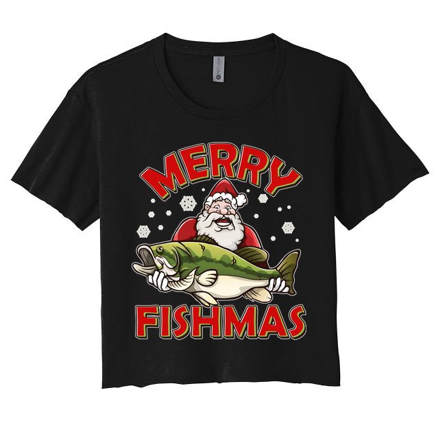 Merry Fishmas Christmas Fish Santa Crop Top