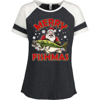 Merry Fishmas Christmas Fish Santa Enza Ladies Jersey Colorblock Tee