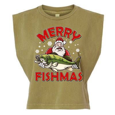 Merry Fishmas Christmas Fish Santa Garment-Dyed Women's Muscle Tee