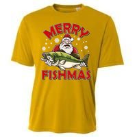 Merry Fishmas Christmas Fish Santa Cooling Performance Crew T-Shirt