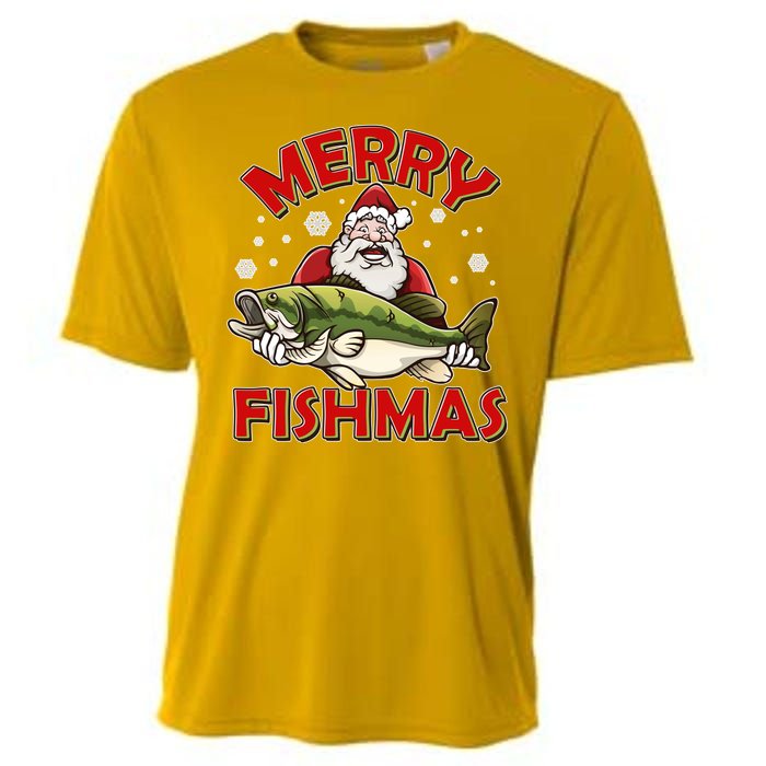 Merry Fishmas Christmas Fish Santa Cooling Performance Crew T-Shirt