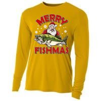 Merry Fishmas Christmas Fish Santa Cooling Performance Long Sleeve Crew