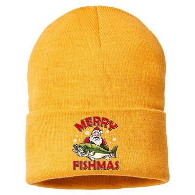 Merry Fishmas Christmas Fish Santa Sustainable Knit Beanie