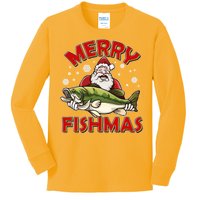 Merry Fishmas Christmas Fish Santa Kids Long Sleeve Shirt